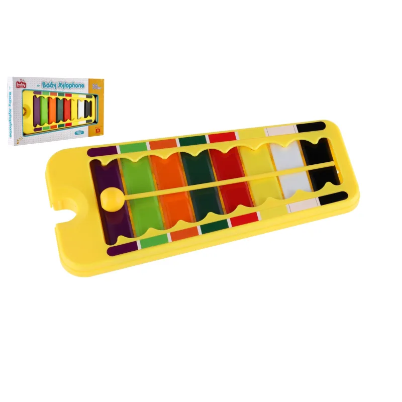 Teddies Xylofón plast/kov 24cm s paličkou v krabici 29x16x3cm