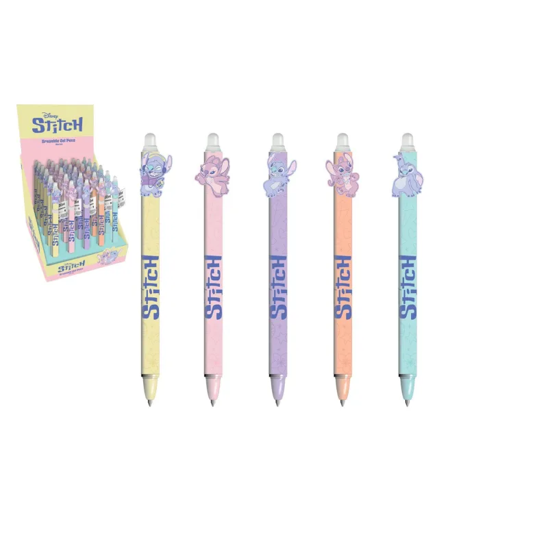Tužka/pero gumovací Stitch 15cm plast 5 druhů 30ks v boxu