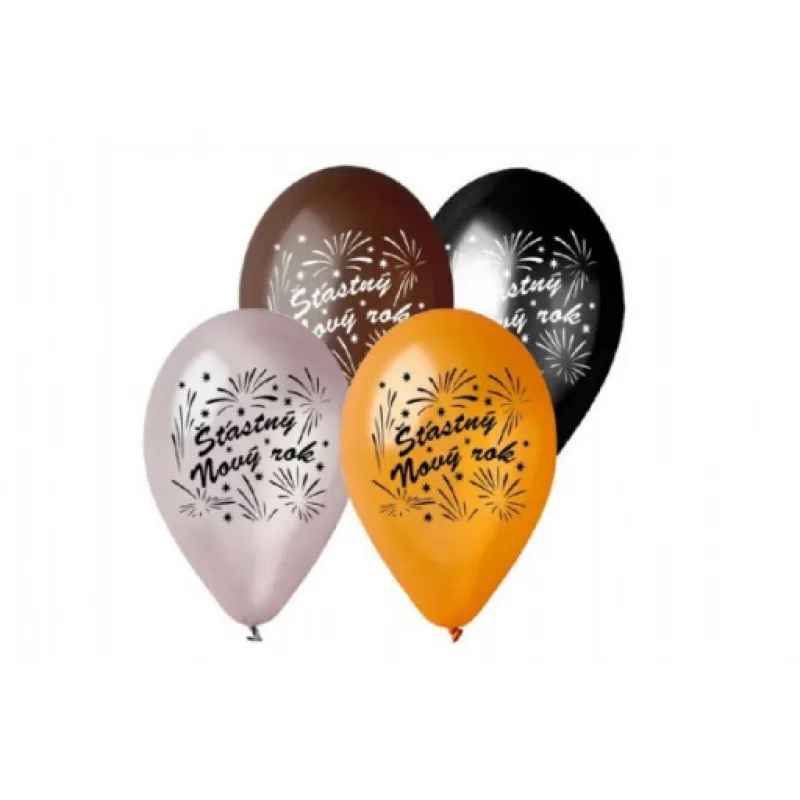 Nafukovací balonky s potiskem Šťastný nový rok průměr 30cm, 6ks