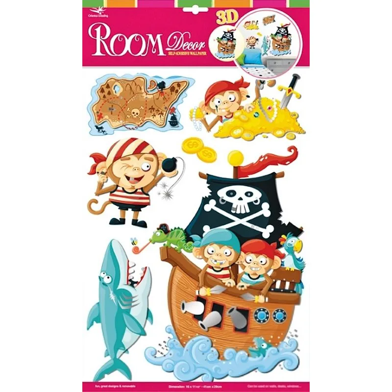 Samolepící dekorace na zeď Piráti opice