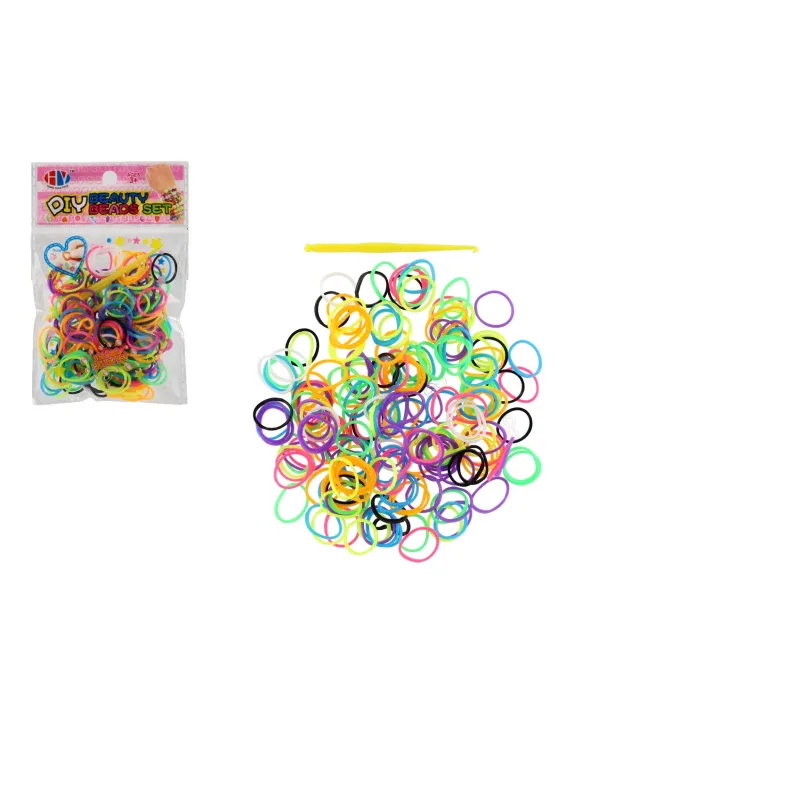 Teddies Urob si svoj náramok - farebné gumičky 200ks s háčikom v sáčku 8,5x13cm