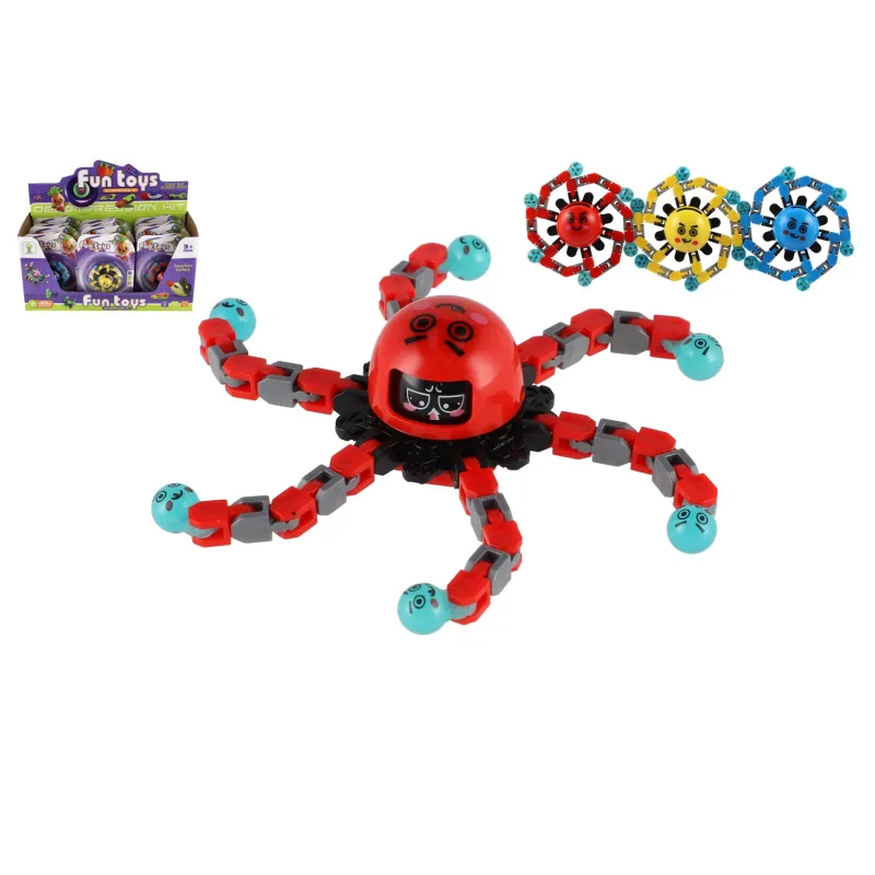 Teddies Gyroskop spiner mechanický plast 7cm svietiaci v tme 3 farby na karte