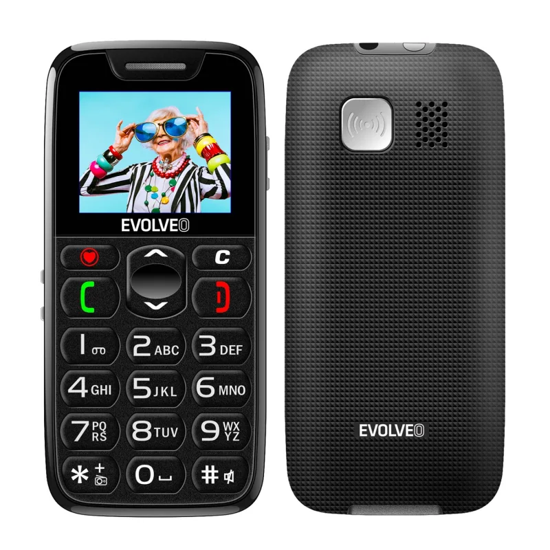EVOLVEO EasyPhone, mobilní telefon pro seniory s nabíjecím stojánkem, černá EP-501-BK