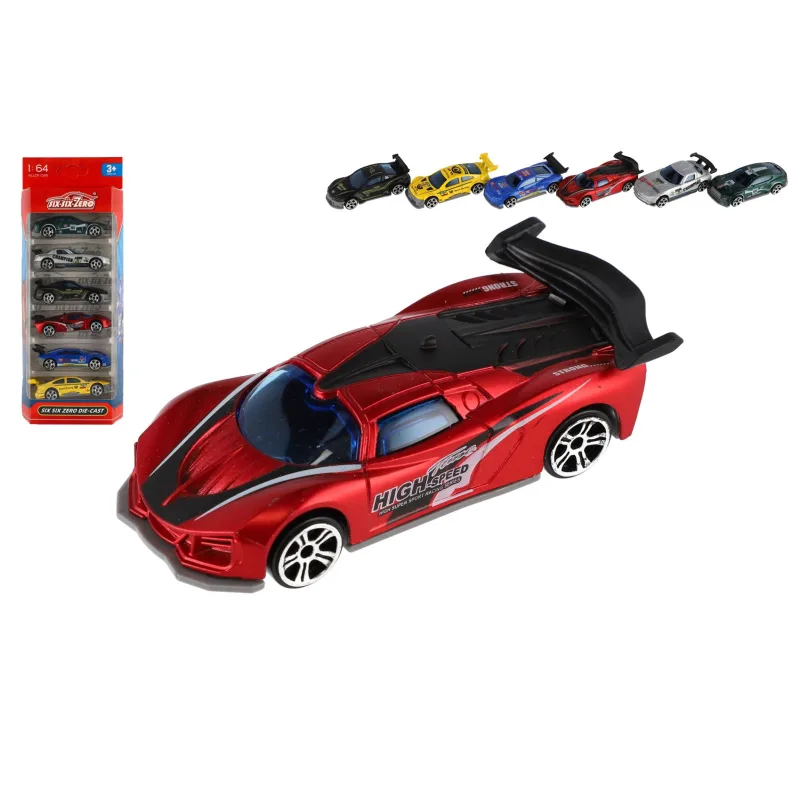 Teddies Auto závodné 6ks kov/plast 8cm na voľný chod v krabičke 10,5x27x4cm
