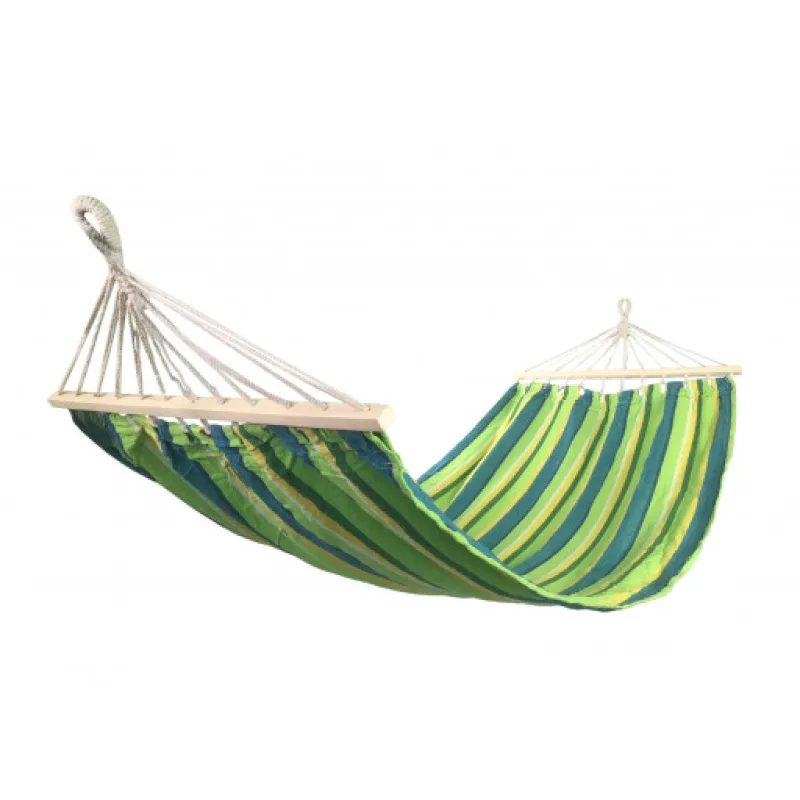 Houpací síť s výztuhou PolyCotton, žluto-zelená, 200x90cm, 120kg