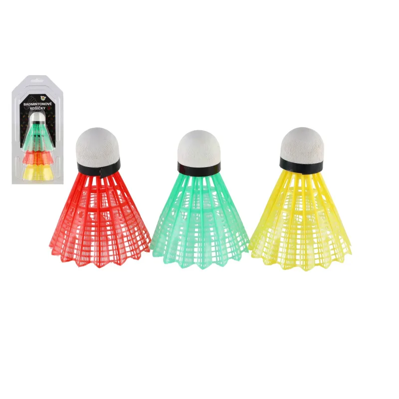 Teddies Loptičky/Košíčky na bedminton farebné 3ks plast v blistri 11x22cm
