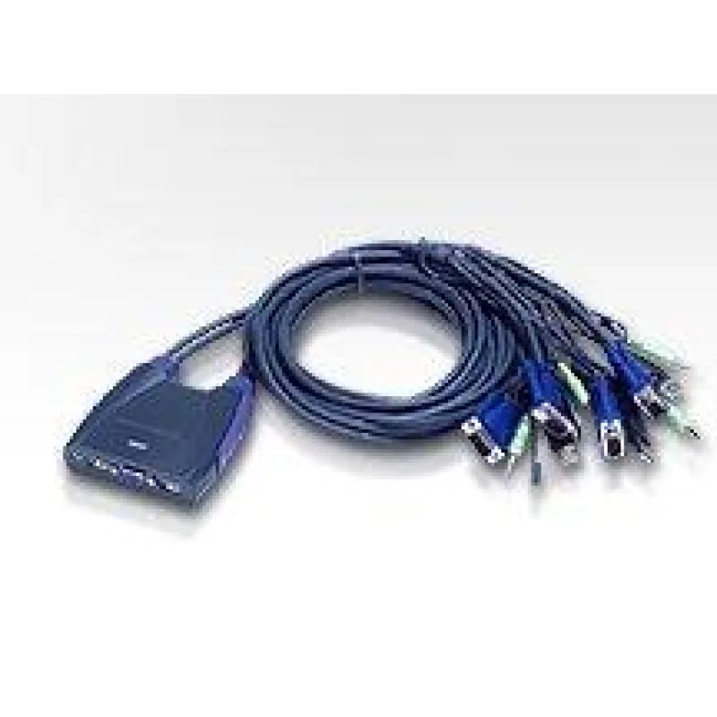 ATEN 4port KVM USB mini, audio, 0.9 metru kabely CS-64US