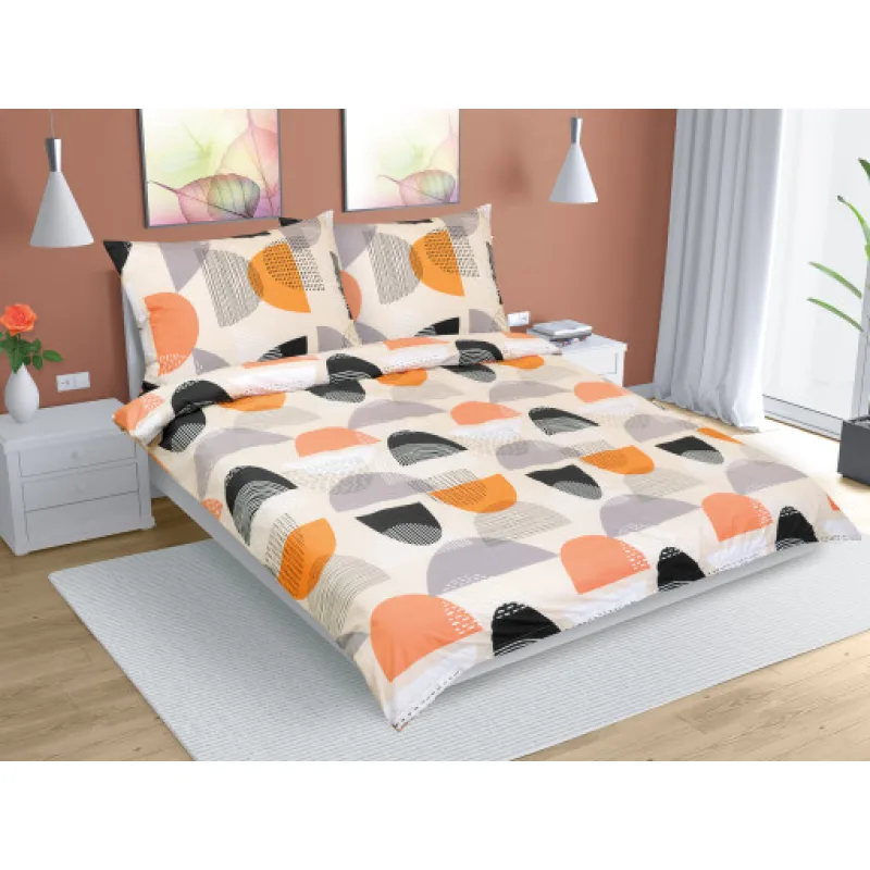 Bellatex Povlečení bavlna, Půlkruh oranžová - 200x200, 2ks 70x90 cm
