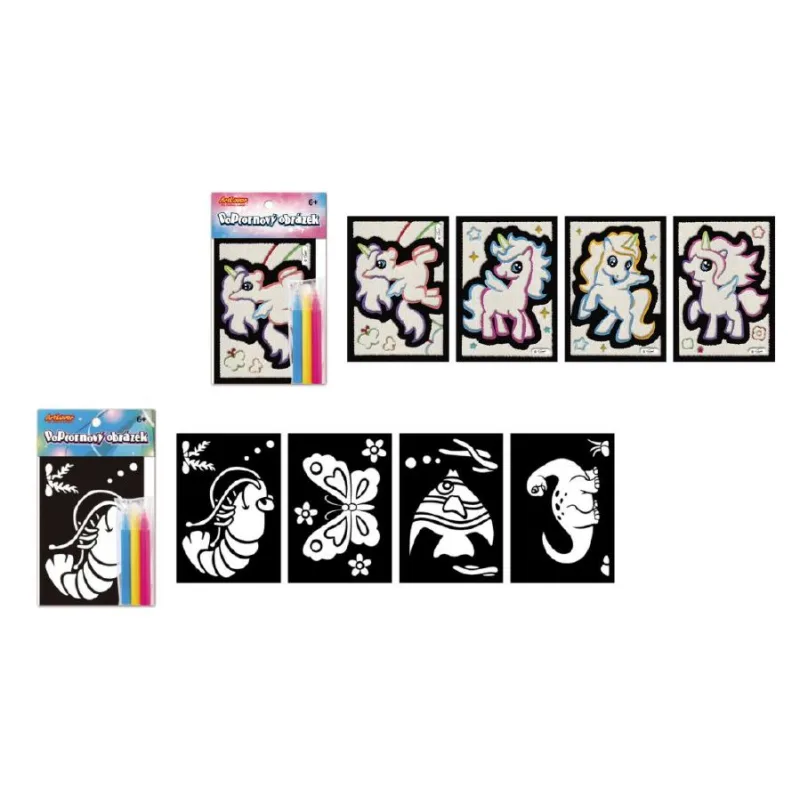 SMT Creatoys Popcornový obrázok s fixkami mini 9,5x16cm mix druhov v sáčku