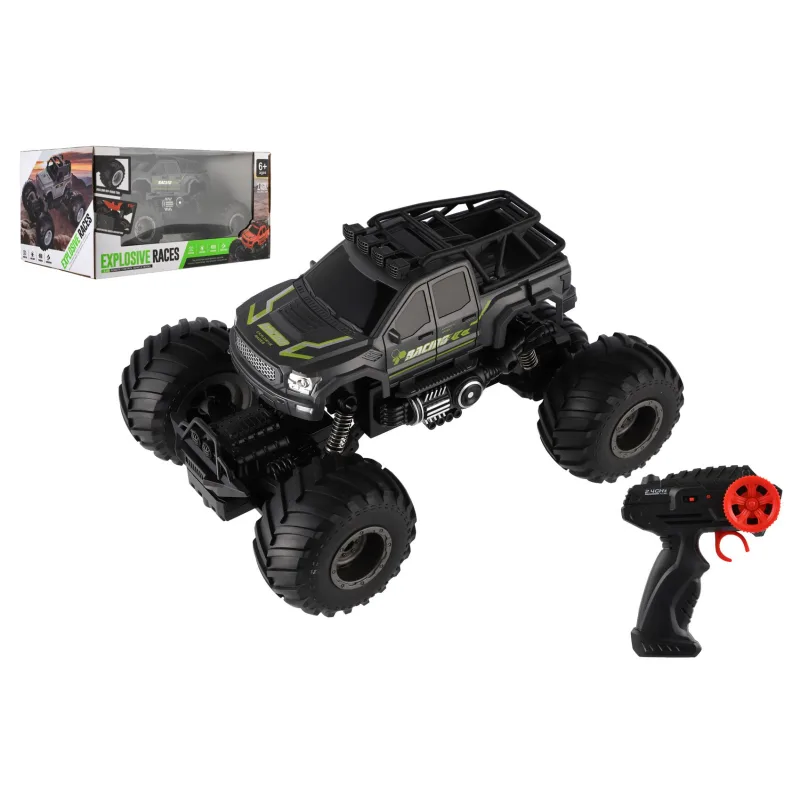 Teddies Auto RC pick up Off road terénne plastové 23cm 2,4GHZ na batérie so svetlom šedé v krab. 30x15x19cm