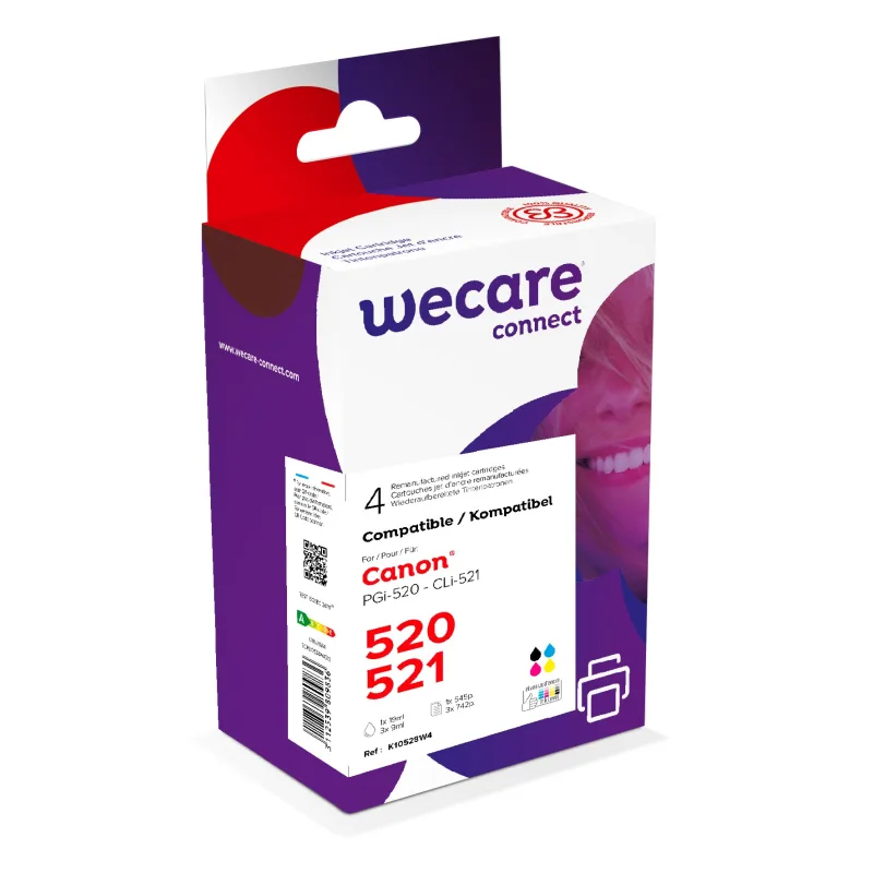 WECARE ARMOR ink sada kompatibilní s CANON PGi-520/CLi-521CMY, CMYK K10528W4