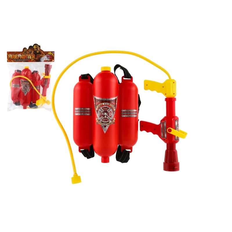 Teddies Vodná pištoľ hasičská so zásobníkom na chrbát plast vo vrecku 34x48x7cm