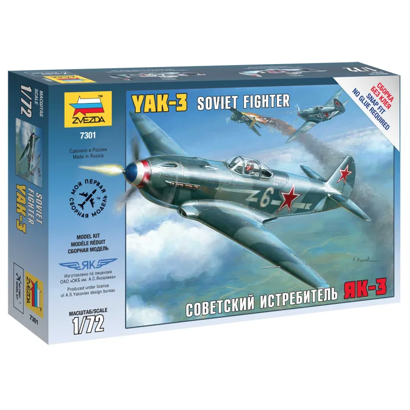 Zvezda Snap Kit lietadlo 7301 - Yak-3 Soviet Fighter (1:72)
