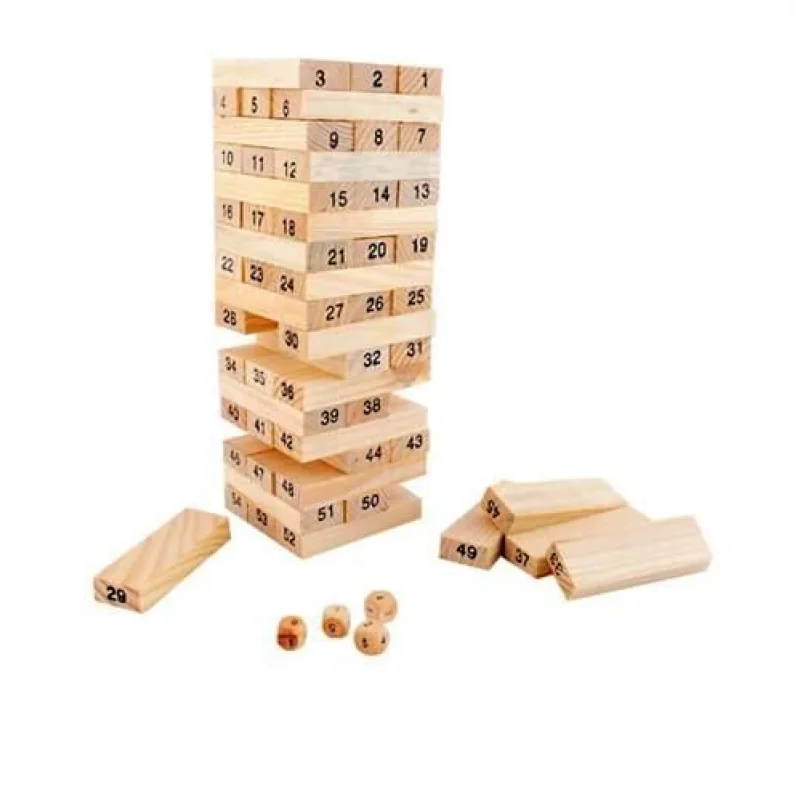 Dřevěná jenga věž 54 dílů, 18 x 5,5 x 5,5 cm