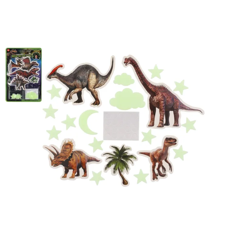 Teddies Dinosaury na stenu/strop svietiaci v tme papier/plast 2 druhy na karte