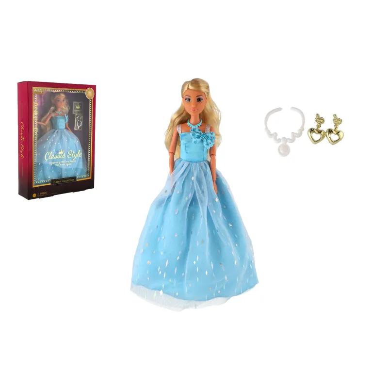 Teddies Bábika Anlily kĺbová plast 30cm vo večerných šatách v krabici 24x33x7cm