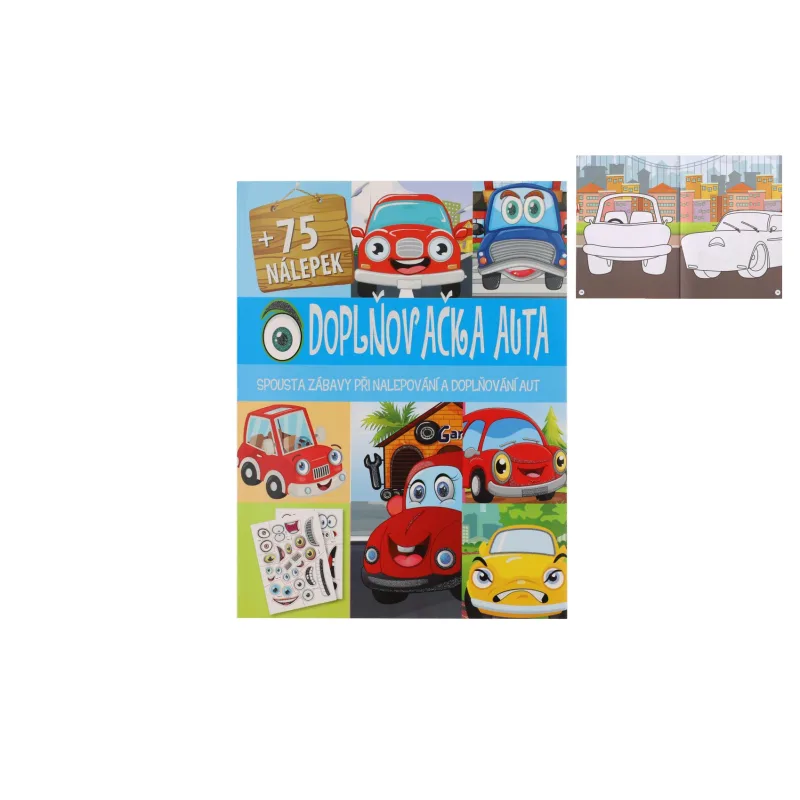 FONI Book Pracovný zošit so samolepkami Doplňovačka autá + 75 nálepiek SK verzia 21x28cm
