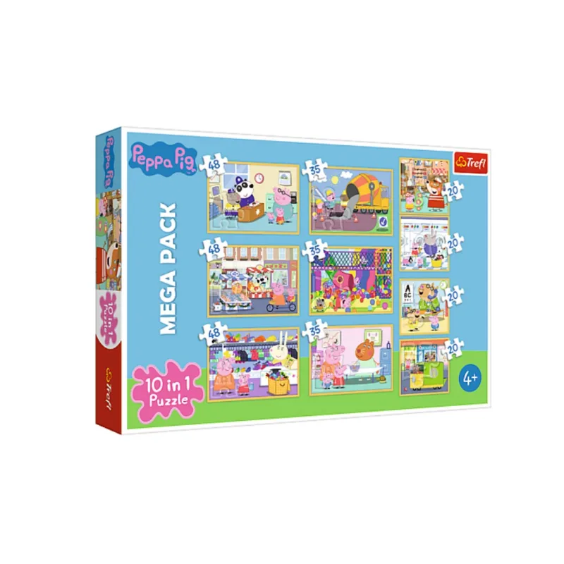 Trefl Puzzle 10v1 Prasiatko Peppa/ Peppa Pig s priateľmi v krabici 40x27x6cm