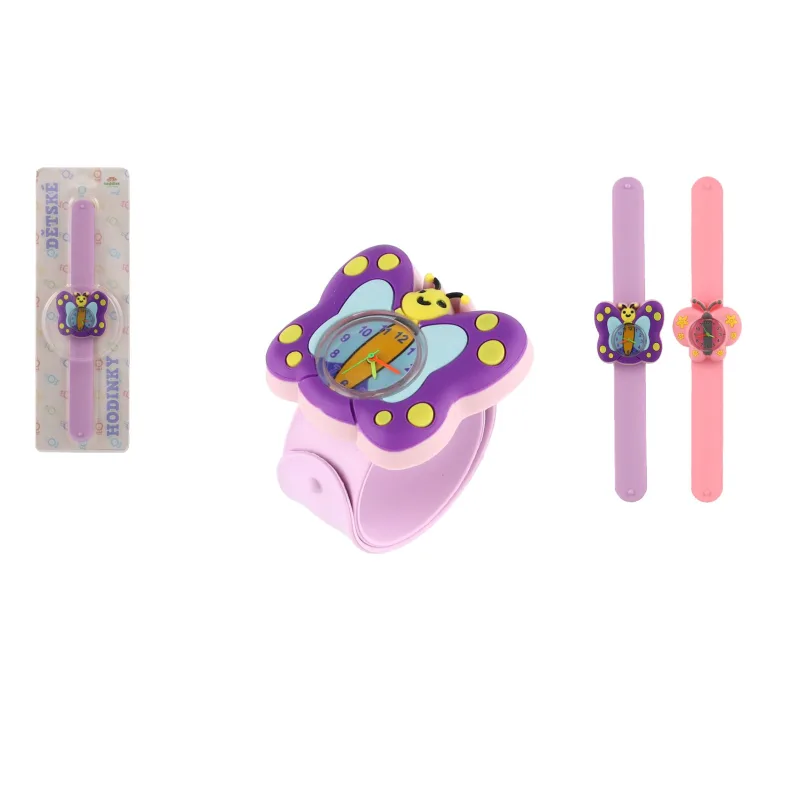 Teddies Hodinky detské samonavíjacie motýľ silikón 22cm 2 druhy
