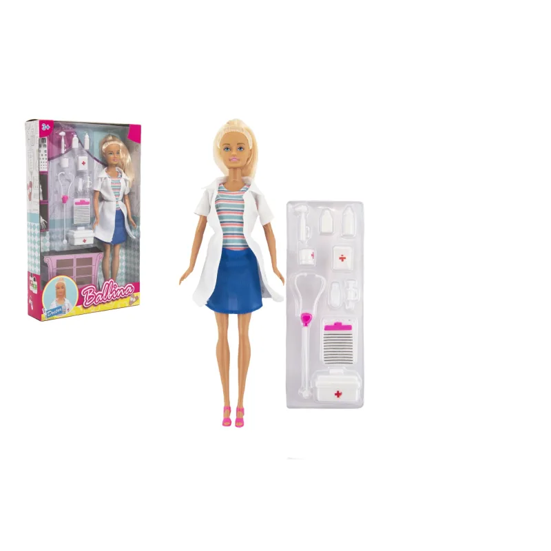 Teddies Bábika doktorka plast 30cm s doplnkami v krabici 20x33x5cm