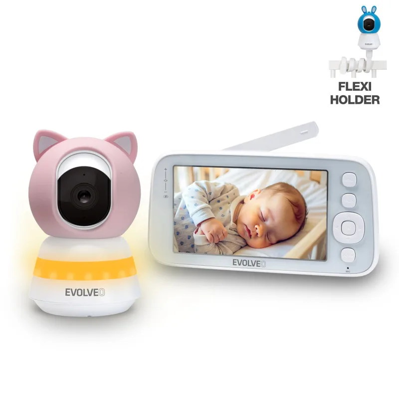 EVOLVEO Baby Monitor N5 - Set videochůvičky s 360° dohledem, obousměrnou komunikací a ukolébavkami, CAM-5-P