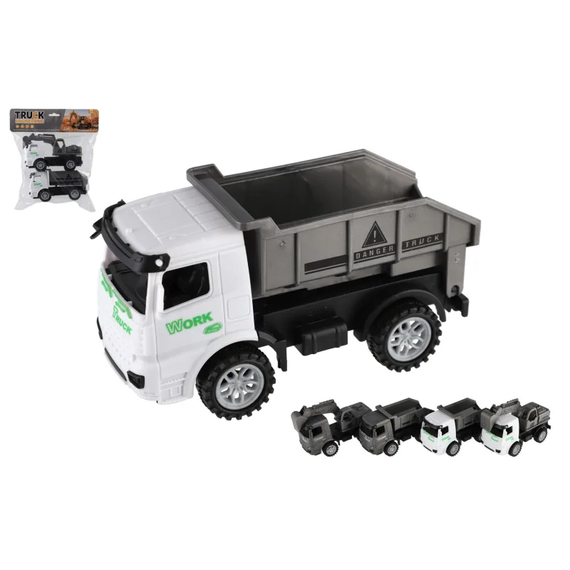 Teddies Auto stavebné 2ks plast 15cm na zotrvačník 2 farby v sáčku