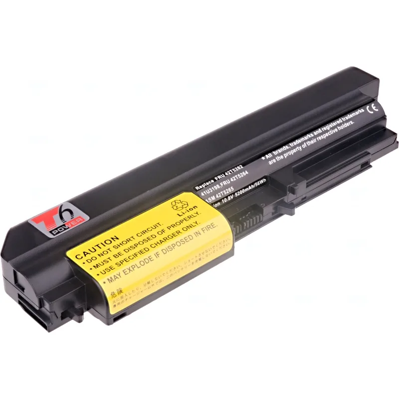 Baterie T6 Power IBM ThinkPad T61 14,1 wide, R61 14,1 wide, R400, T400, 5200mAh, 56Wh, 6cell NBIB0059