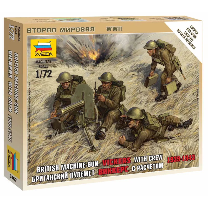 Zvezda Wargames (WWII) figúrky 6167 - Britský guľomet s posádkou 1939-42 (1:72)