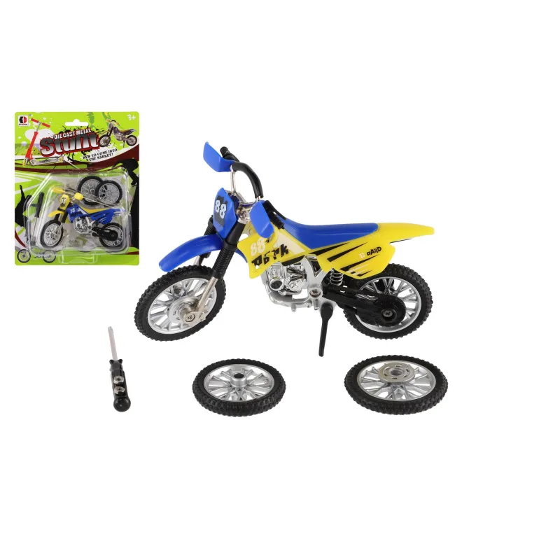 Teddies Motorka prstová s doplnkami kov/plast 12cm 2 farby na karte