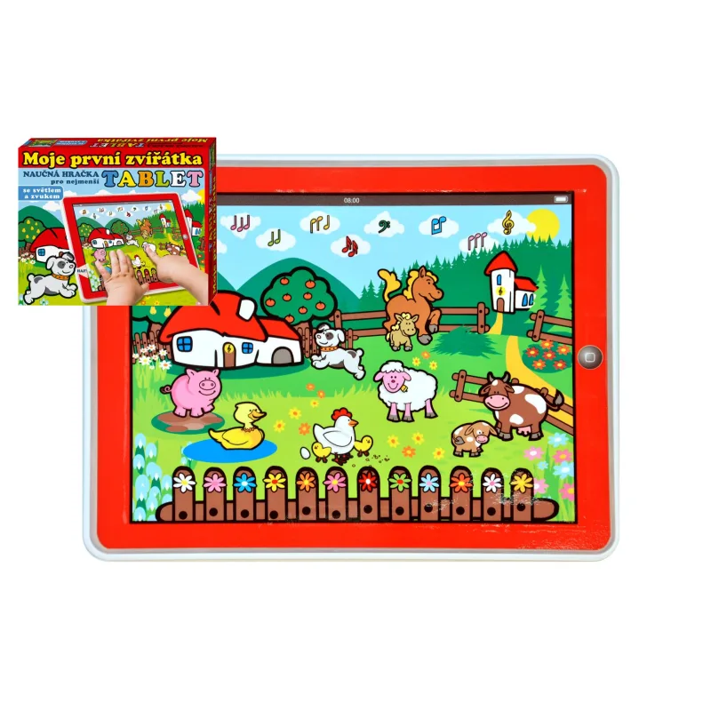 Teddies Tablet farma pre najmenších Moje prvé zvieratká 24x19x1,5cm na bat. so svetlom a zvukom v krabičke MPZ