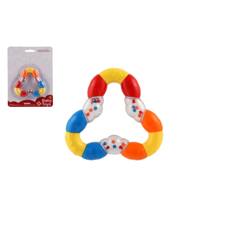 Teddies Hrkálka / hryzátko trojuholník flexibilný plast 10x10cm na karte 0m+