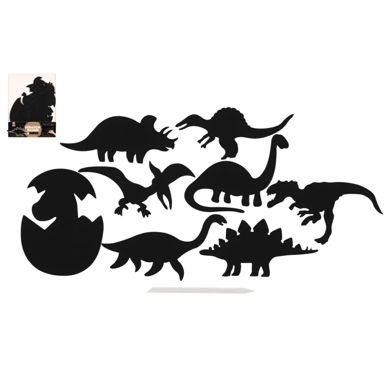 Teddies Škrabací obrázok 9ks výrez dúhový dinosaurus 13-15cm v sáčku