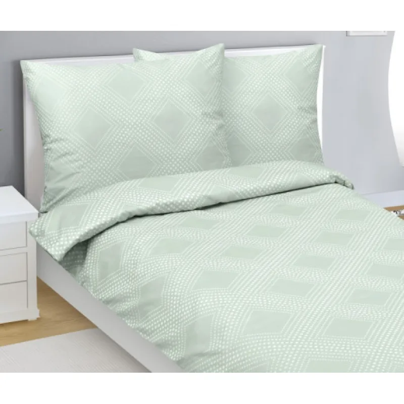 Bellatex Povlečení bavlněný satén, Zelená linie - 140x220, 70x90cm