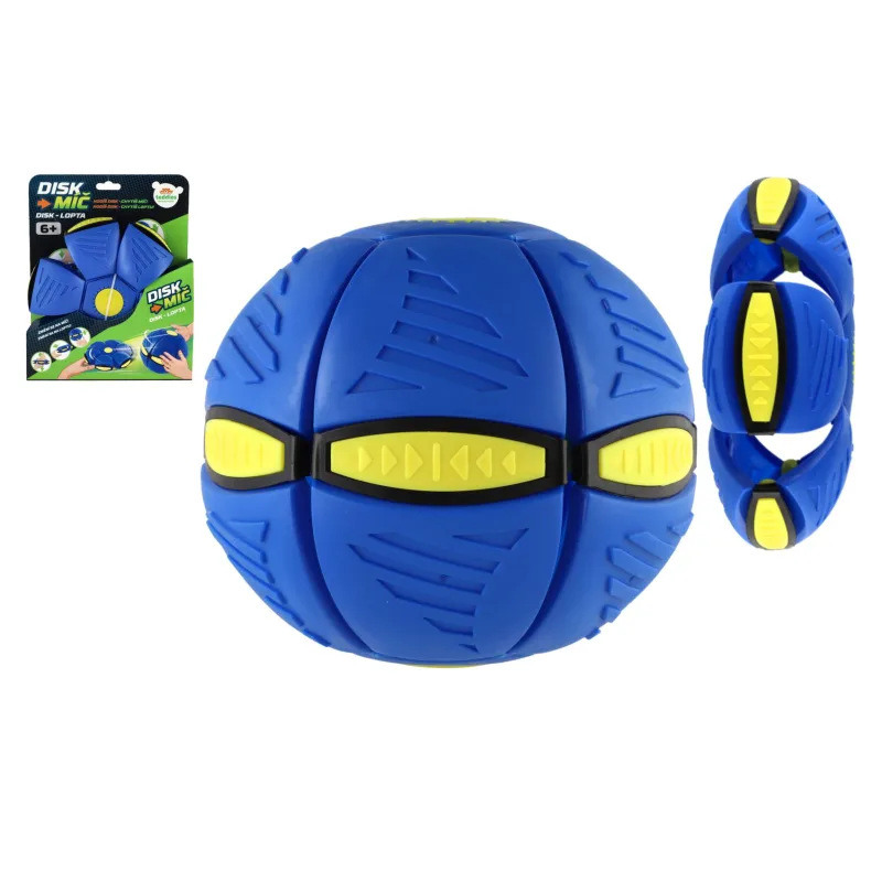 Teddies DiskLopta - Hoď disk, chyť loptu! plast 22cm modrý na karte 21,5x27x7cm