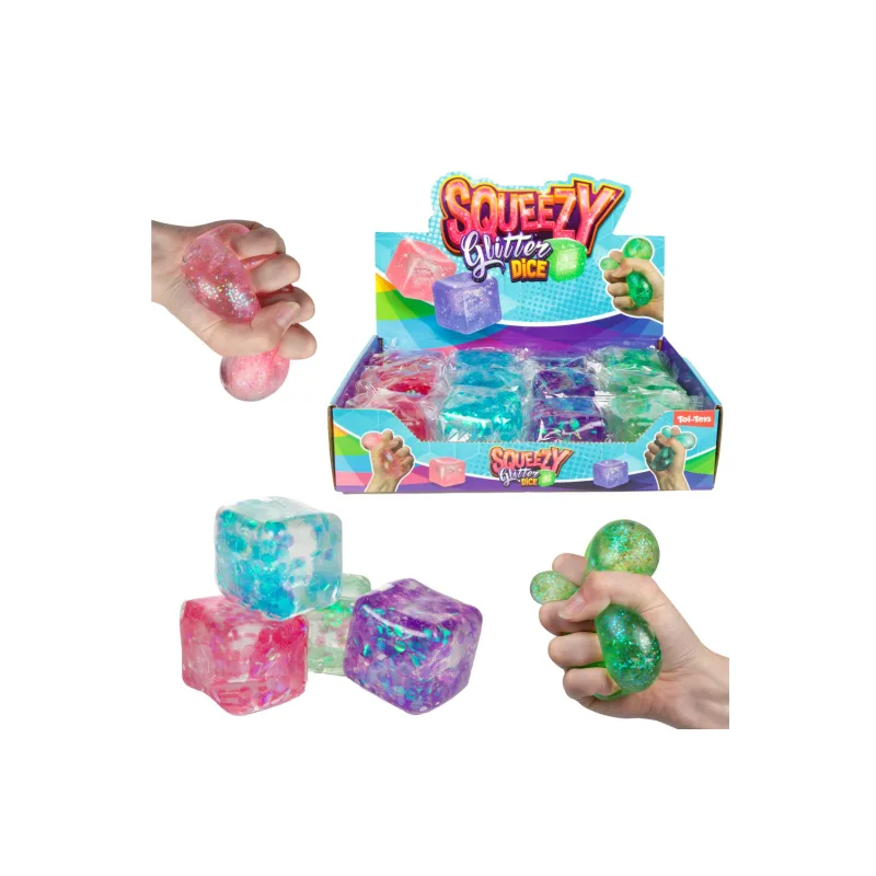 Teddies Kocka antistresová mačkacia sliz 6x6cm 4 farby