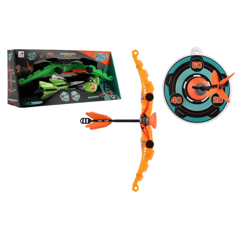 Teddies Luk 27cm + 2 šípy plast 2 farby v krabici 29x13x7cm