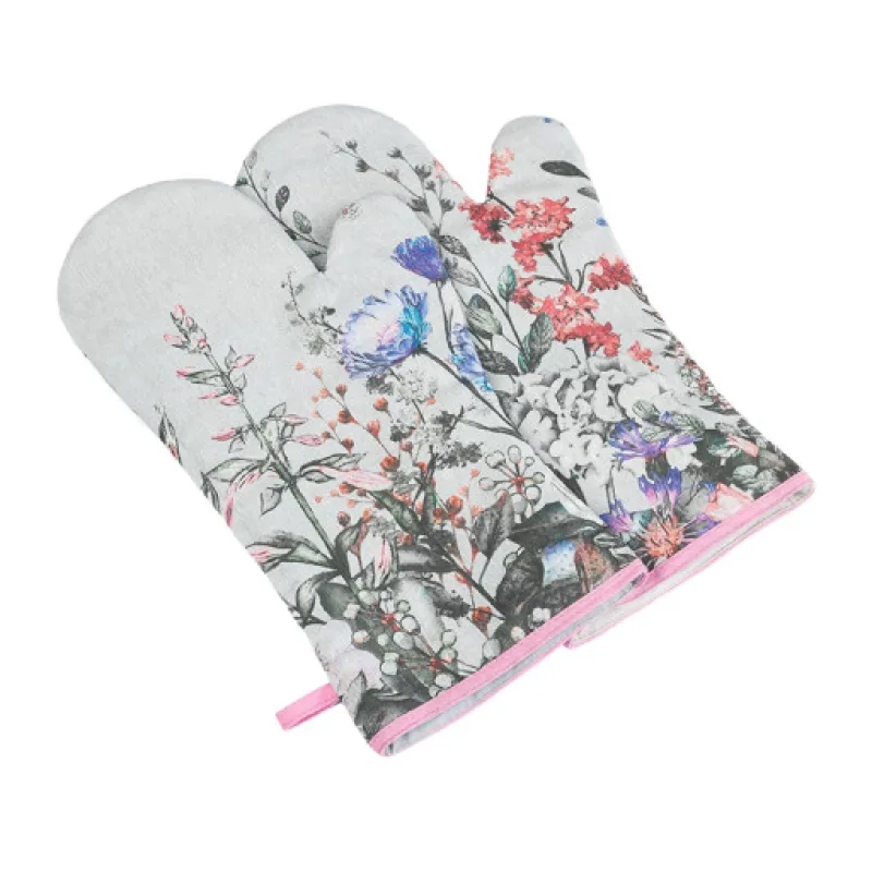 Bellatex Grilovací rukavice 2ks, Květ fialová, šedá - 20x36 cm