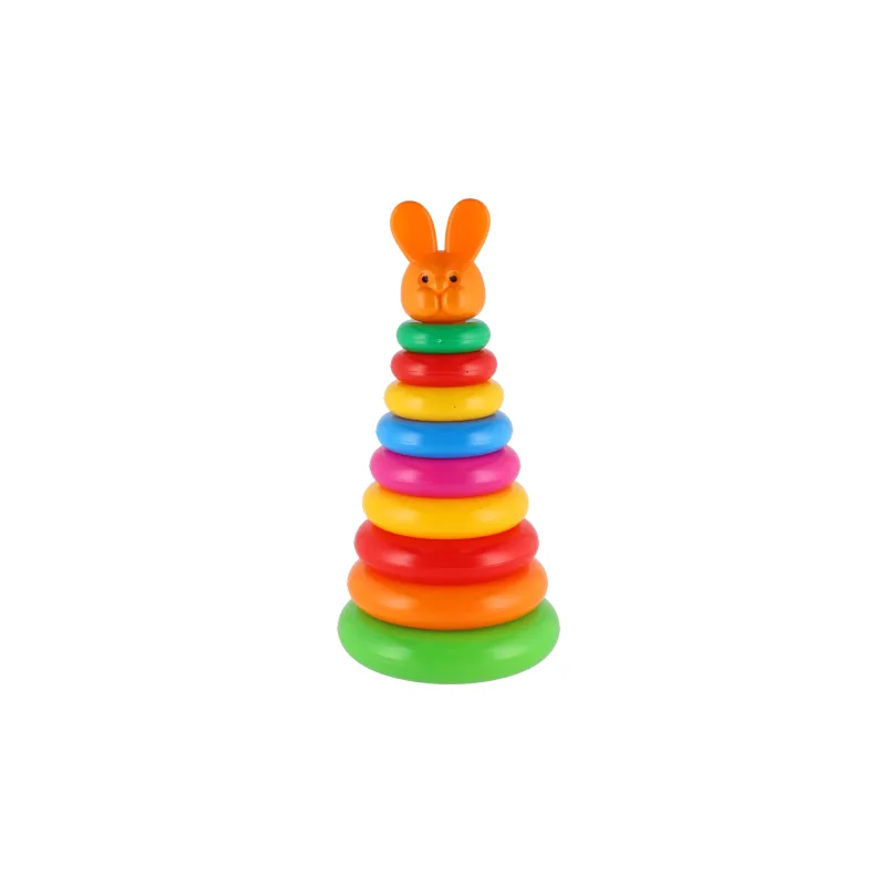 Teddies Skladačka pyramída s krúžkami plast 28cm 2 druhy v sieťke 12m+
