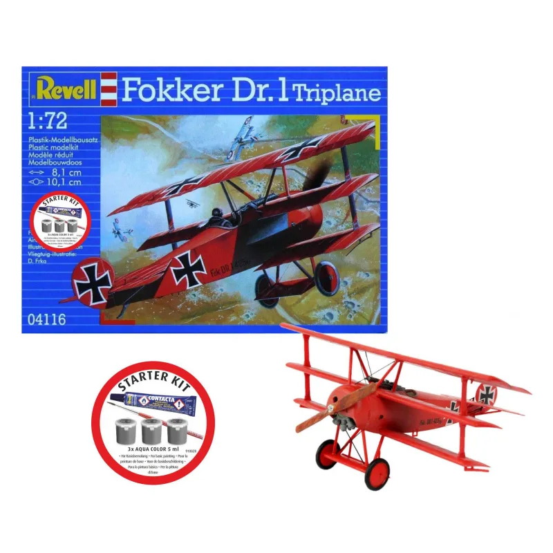 Revell Starter Kit letadlo 74116 - Fokker DR.1 Triplane (1:72)
