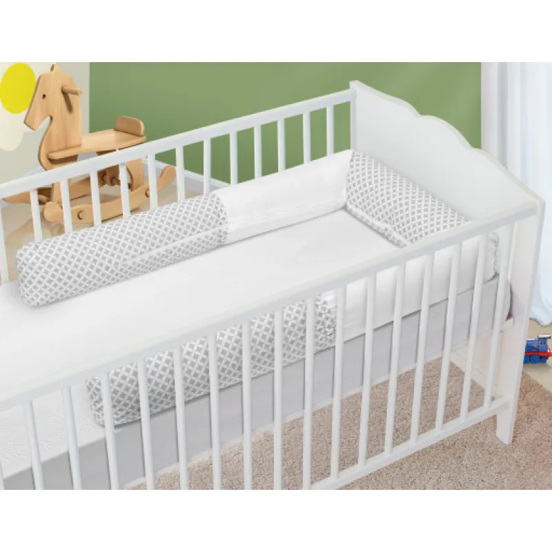 Bellatex Mantinel do dětské postýlky, Kosočtverec šedá, bílá - průměr 12x240 cm