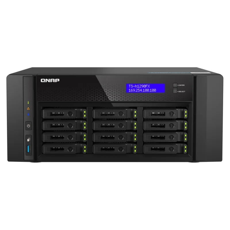QNAP TS-h1290FX-7302P-256G (AMD EPYC, 256GB ECC RAM, 12x 2,5" U.2, 2x M.2 NVMe, 2x 2,5GbE, 2x 25GbE) TS-h1290FX-7302P-256G