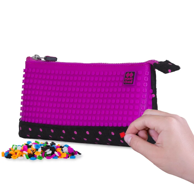 PIXIE CREW veľké puzdro ČIERNE S FUCHSIOVOU BODKOU