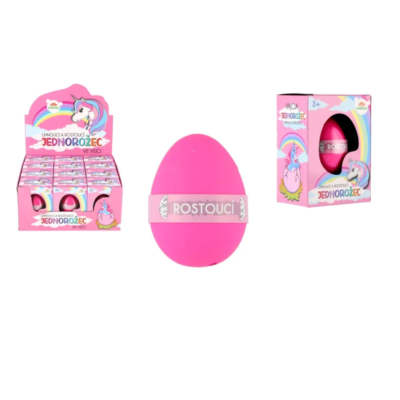 Teddies Vajce liahnuce a rastúce jednorožec 6cm v krabičke 7,5x10,5x5