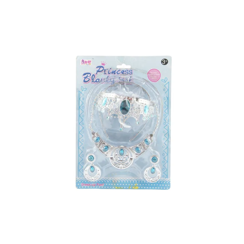 Teddies Sada krásy plast korunka + náhrdelník + náušnice na karte 20x28cm