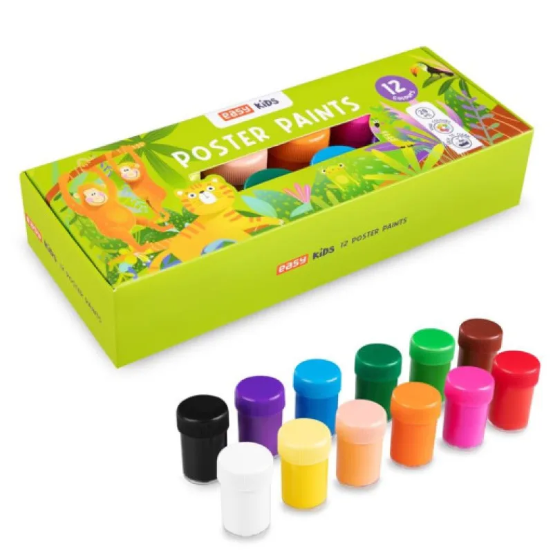 Easy Kids Plakátové barvy v kelímku 12 barev