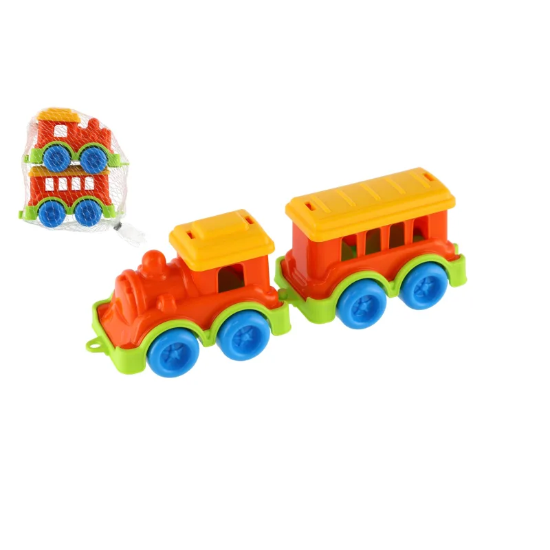 Teddies Vláčik/Parný rušeň s vagónikom plast v sieťke 10x11cm