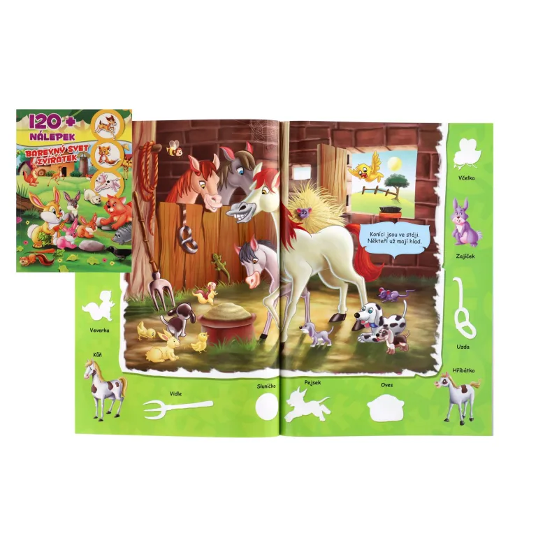 FONI Book Knižka Farebný Svet zvieratiek so samolepkami 120ks SK verzia 21x30cm