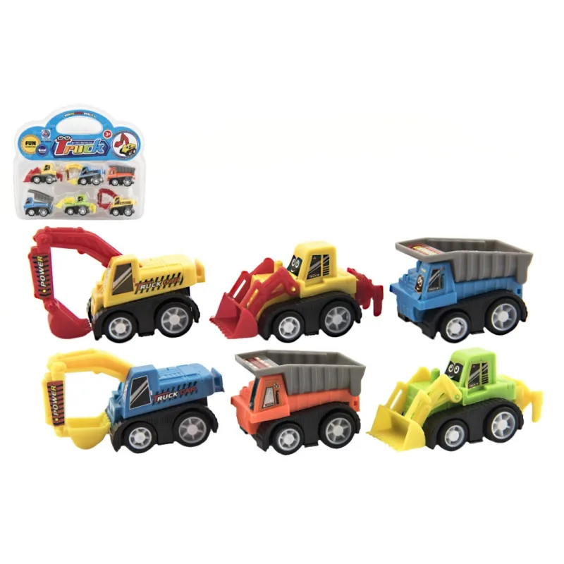 Teddies Autá mini plast 5cm stavebné stroje 6ks v blistri