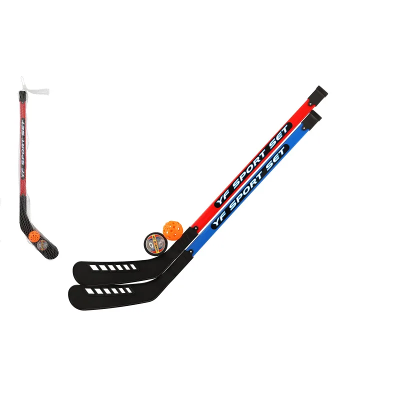 Teddies Hokejka pozemná 2ks plast 92cm + florbalová loptička + puk v sieťke