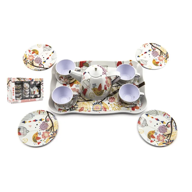 Teddies Čajová sada riadu plechové 15ks v krabici 32x21x10cm